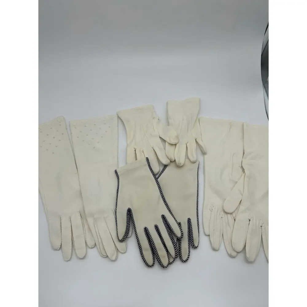 Vintage Cream White Gloves Lot of 4 Pairs Retro Costume Formal As Is